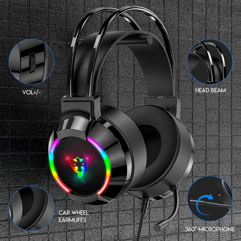 Audífonos Gamer G606 con Micrófono y Luz RGB