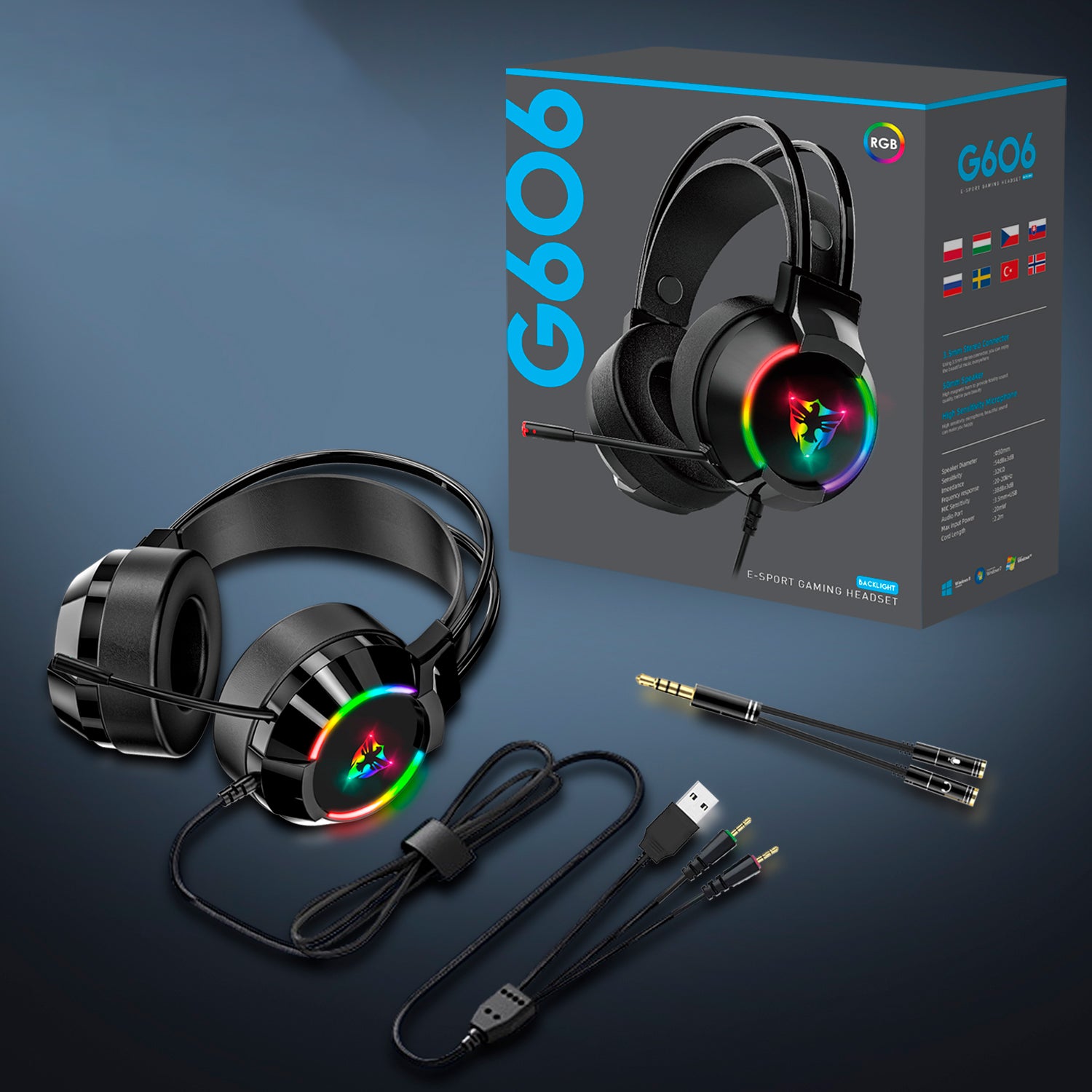 Audífonos Gamer G606 con Micrófono y Luz RGB