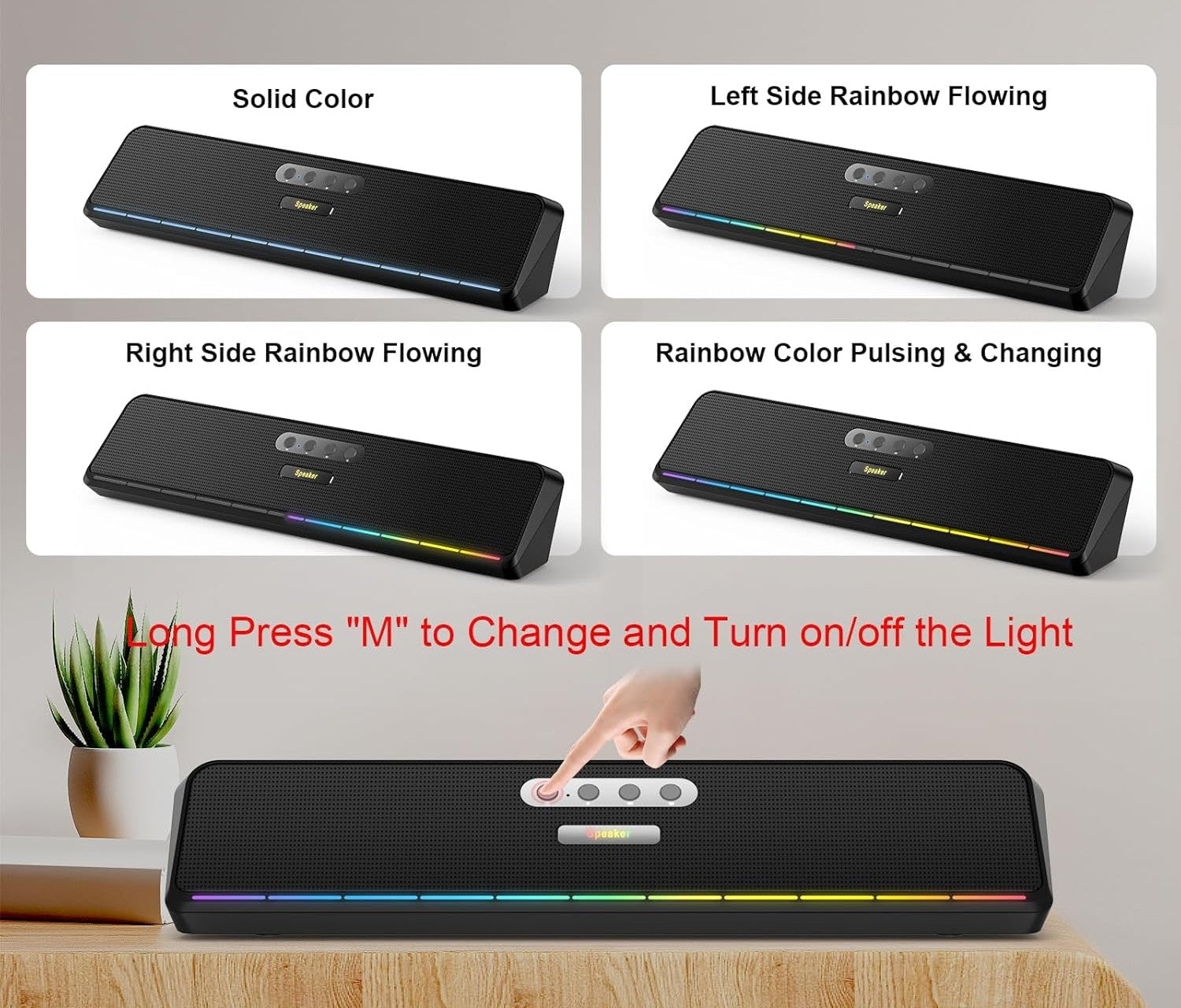 Altavoces USB PC 6W Bluetooth con Luces LED RGB